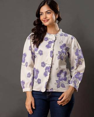 Off-white cotton printed top for women 1