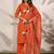 Orange embroidered straight kurta trousers with dupatta set