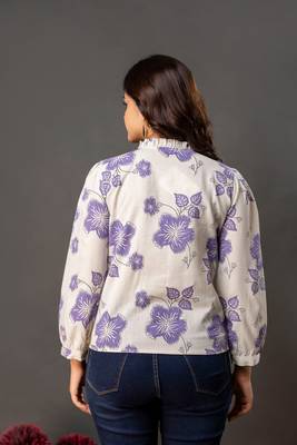 Off-white cotton printed top for women 2