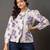 Off-white cotton printed top for women