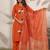 Orange embroidered straight kurta trousers with dupatta set