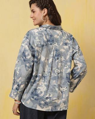 Blue cotton printed top for women 4