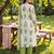 Off white printed a-line kurta trousers with dupatta set