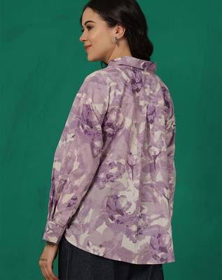 Purple cotton printed top for women 3