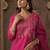 Pink embroidered straight kurta trousers with dupatta set