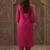 Pink embroidered straight kurta trousers with dupatta set