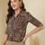 Brown cotton printed top for women