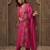 Pink embroidered straight kurta trousers with dupatta set