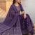 Purple printed a-line kurta trousers with dupatta set