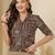 Brown cotton printed top for women