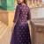 Purple printed a-line kurta trousers with dupatta set