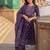 Purple printed a-line kurta trousers with dupatta set