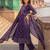 Purple printed a-line kurta trousers with dupatta set