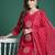 Pink printed straight kurta trousers with dupatta set