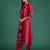 Pink printed straight kurta trousers with dupatta set
