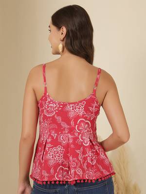 Pink cotton printed top for women 3