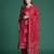 Pink printed straight kurta trousers with dupatta set