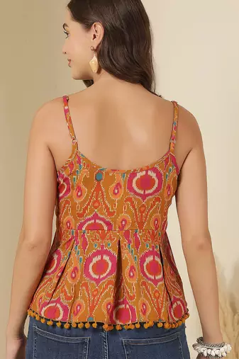 Multicolor cotton printed top for women