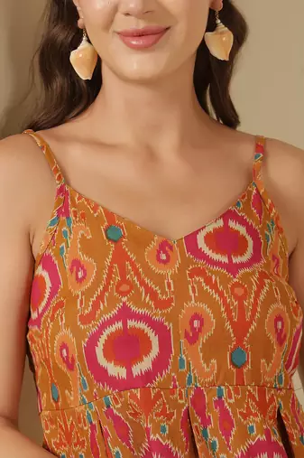 Multicolor cotton printed top for women