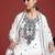 White embroidered straight kurta trousers with dupatta set