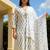 White printed straight kurta trousers with dupatta set