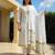 White printed straight kurta trousers with dupatta set