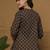Brown cotton printed top for women