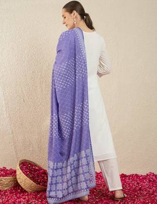 White embroidered straight kurta trousers set 2