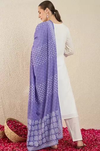 White embroidered straight kurta trousers set
