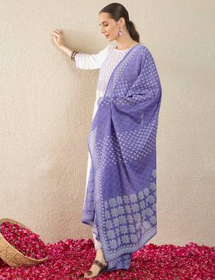 White embroidered straight kurta trousers set 3