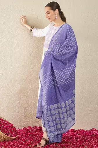White embroidered straight kurta trousers set