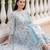 White printed a-line kurta trousers with dupatta set