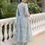 White printed a-line kurta trousers with dupatta set