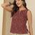 Maroon cotton printed top for women