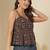 Black cotton printed top for women