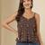 Black cotton printed top for women