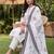 White printed straight kurta palazzo with dupatta set