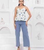 White cotton printed top for women