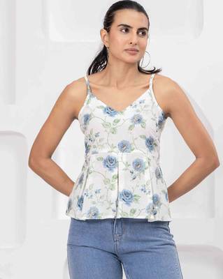 White cotton printed top for women 2