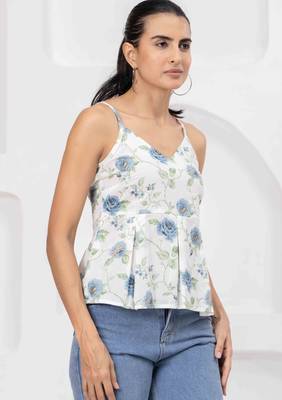 White cotton printed top for women 3