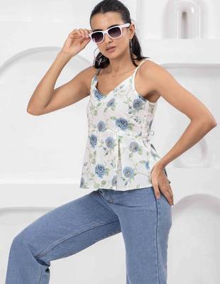 White cotton printed top for women 4