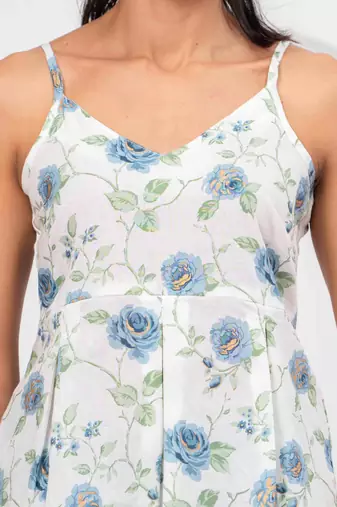 White cotton printed top for women