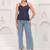 Navy-blue cotton printed top for women