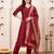 Maroon solid straight kurta trousers with dupatta set