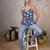 Blue cotton printed top for women