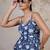 Blue cotton printed top for women