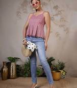 Mauve cotton printed top for women