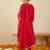 Red embroidered straight kurta trousers with dupatta set
