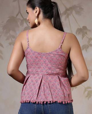 Mauve cotton printed top for women 3