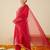 Red embroidered straight kurta trousers with dupatta set